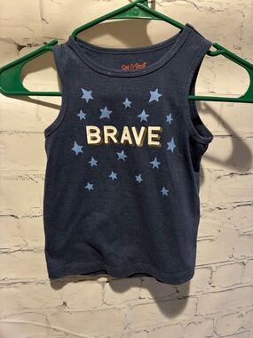 Cat & Jack Navy Tank Top with Light Blue Stars and Gold BRAVE Text